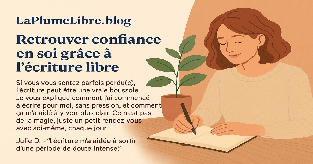 Femme en train d’écrire dans un carnet, symbole d’introspection et de confiance en soi